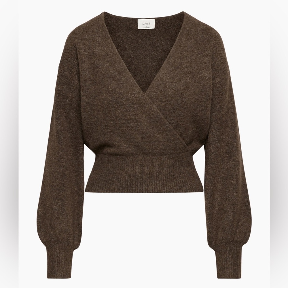 Aritzia Softspoke Dear Deep Brown V-Neck Sweater